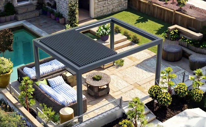 black aluminum pergola​
