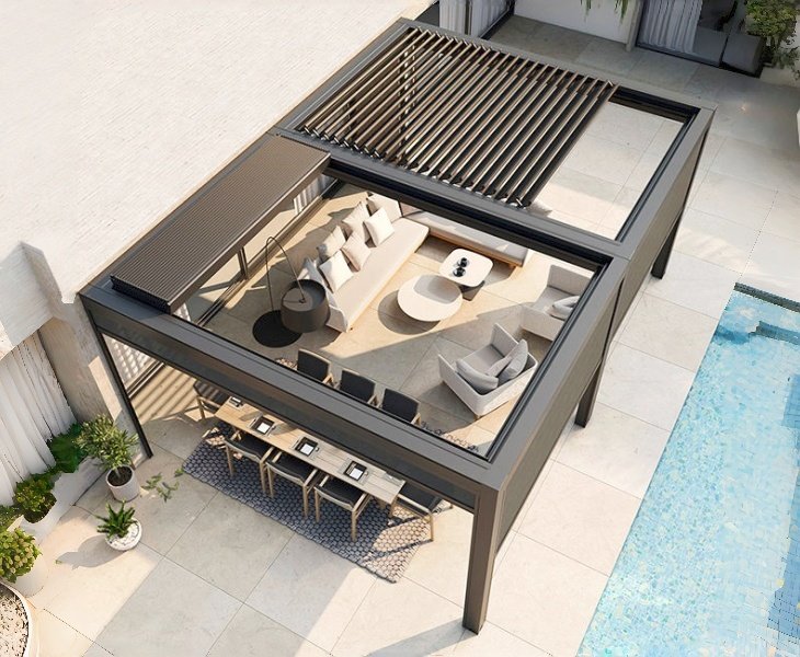 attached aluminum pergola