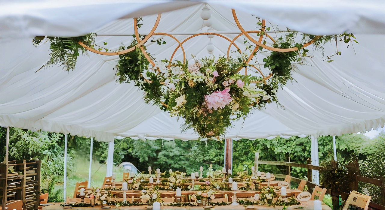 Hanging Hoops in wedding tents