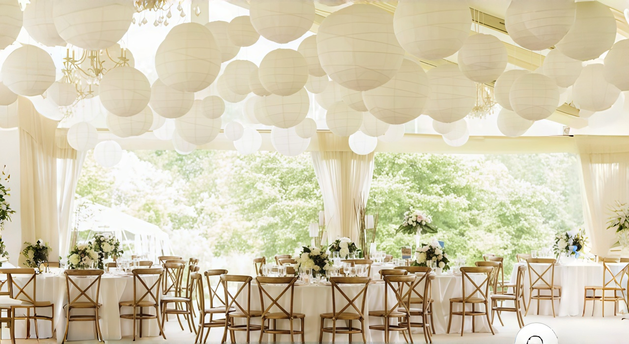 paper lantern wedding tent decoration creating soft and elegant lighting