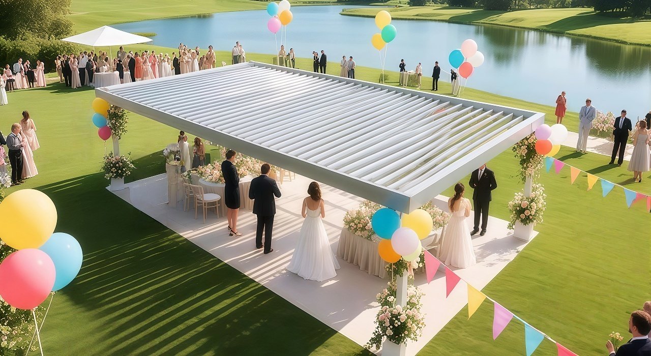 pergola and gazebo wedding decor suitable for backyard tent weddings