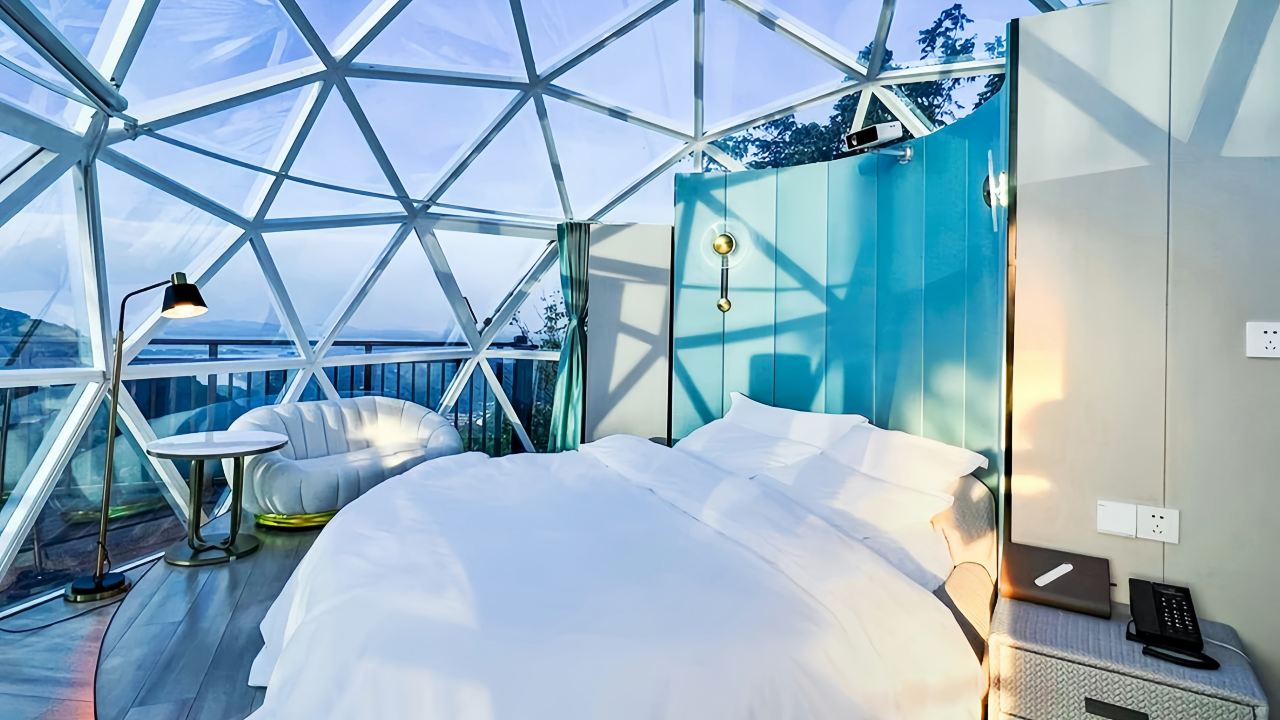 panoramic geodesic dome tent
