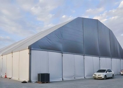 polygon tent warehouse structure in America