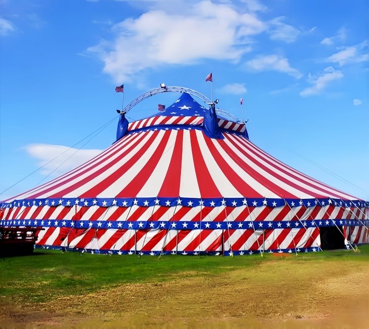 red white circus tent​