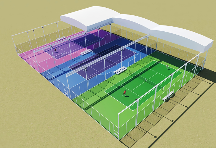 custom retractable tennis court tent