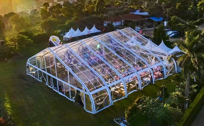 Curve Tent for a High-End Lawn Wedding in the UK