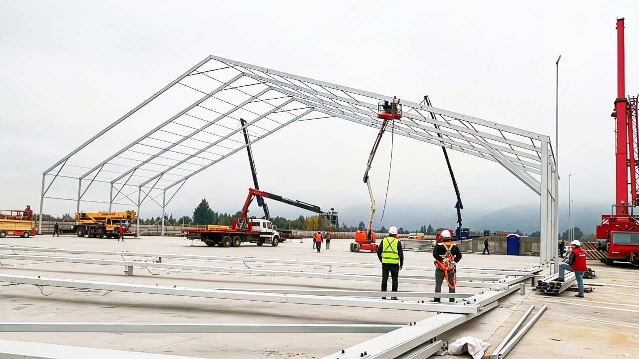 frame tent setup