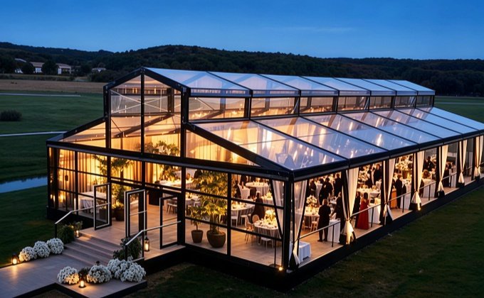 Atrium Aluminum Structure with Black Lines for a Rental Company in Canada